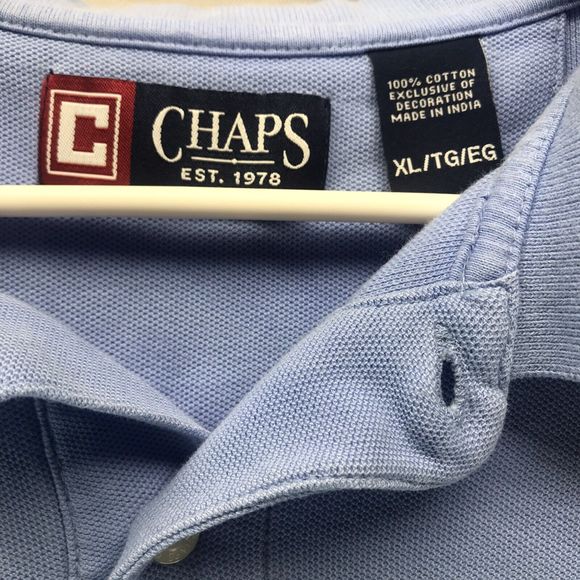 Chaps Light Blue Polo Shirt Men's Size XL XLarge 100% Cotton - Picture 3 of 7